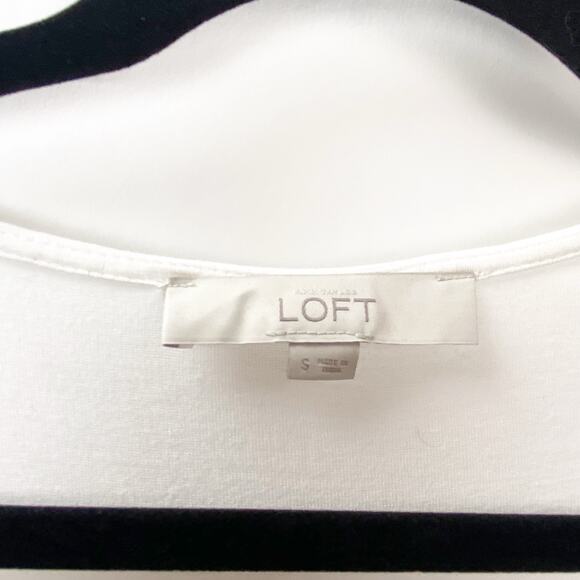 LOFT Small Womens White Black Crochet Detail Pullover Top Blouse - Picture 4 of 8